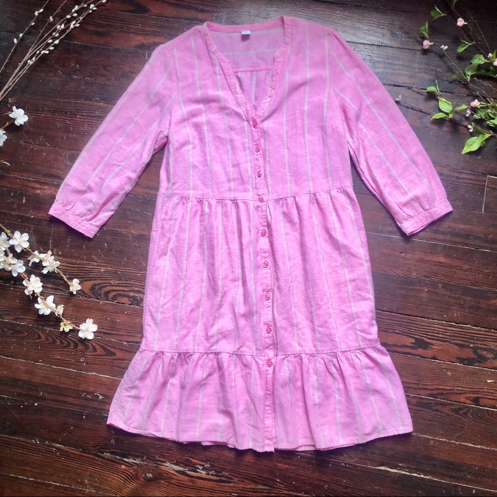 Old Navy Pink Striped Midi Dress